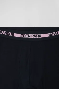 Boxer en coton stretch élastique taille siglé bleu marine
