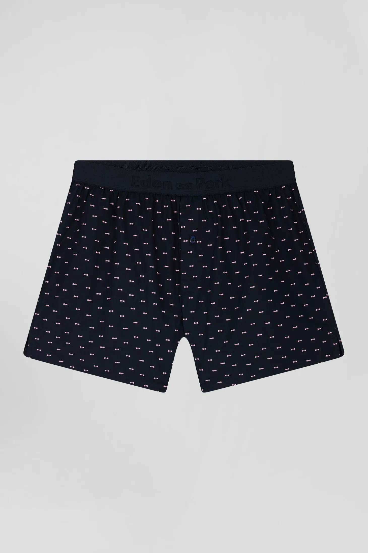 Boxer en jersey de coton stretch bleu marine à micromotifs