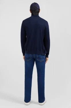 Cardigan bleu marine zippé en coton