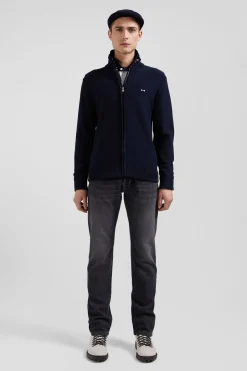 Cardigan en coton avec broderie au dos bleu marine