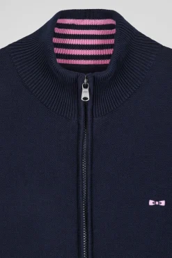 Cardigan en coton avec broderie au dos bleu marine