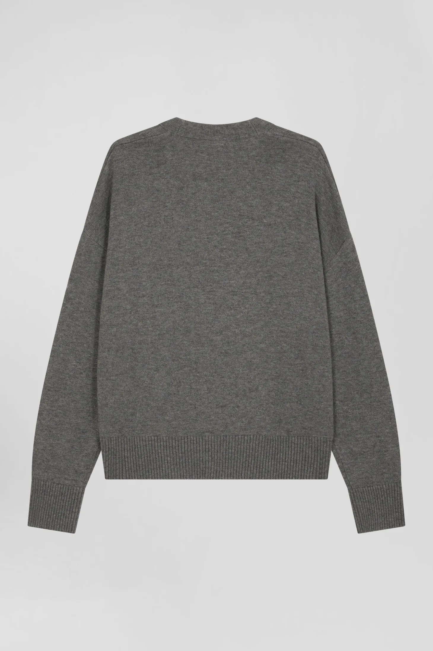 Cardigan en laine et coton gris chiné coupe Relaxed