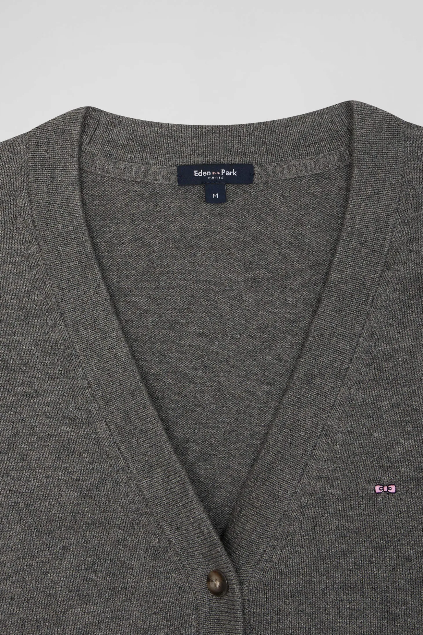 Cardigan en laine et coton gris chiné coupe Relaxed