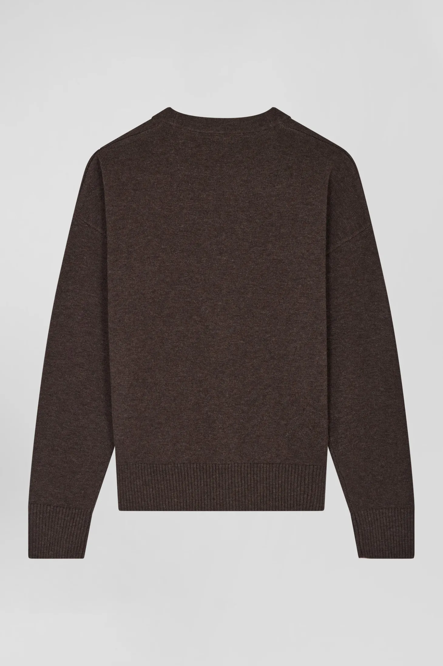 Cardigan en laine et coton marron coupe Relaxed
