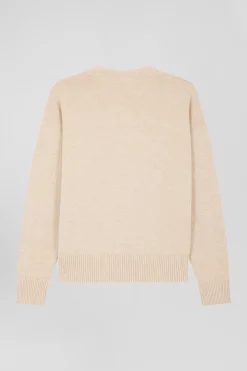 Cardigan en laine et coton beige coupe Relaxed