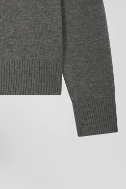 Cardigan en laine et coton gris chiné coupe Relaxed