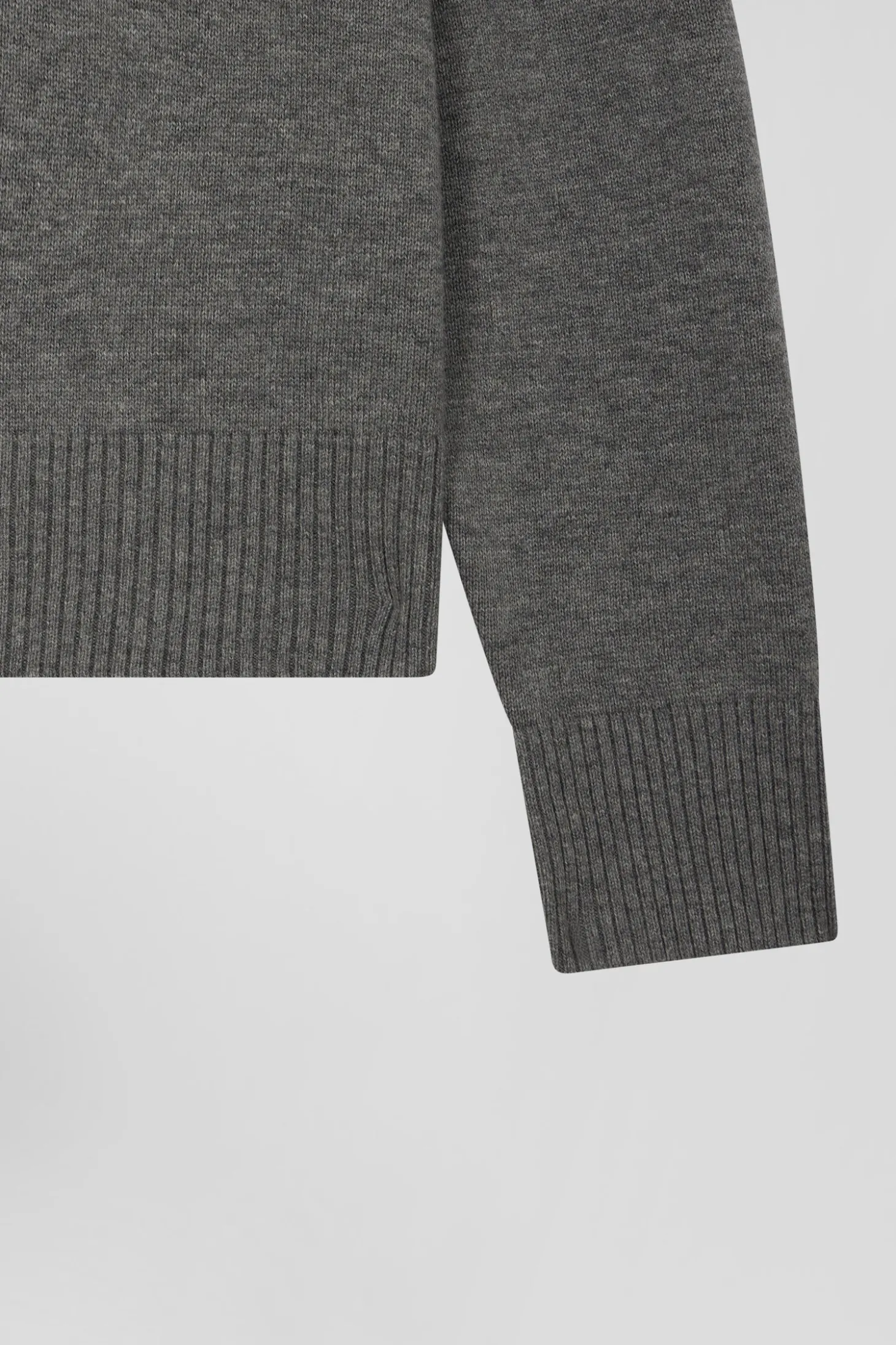 Cardigan en laine et coton gris chiné coupe Relaxed