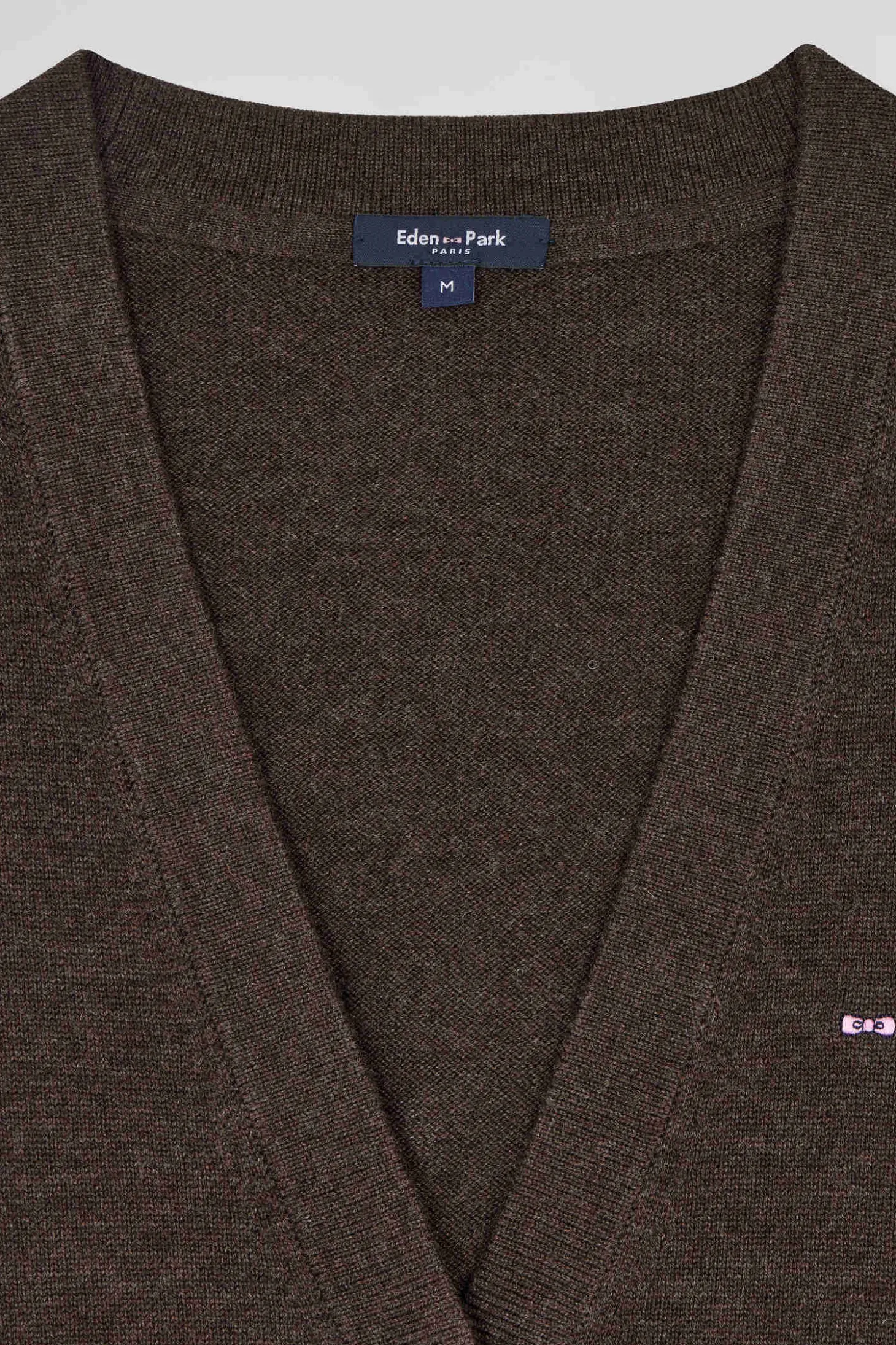 Cardigan en laine et coton marron coupe Relaxed