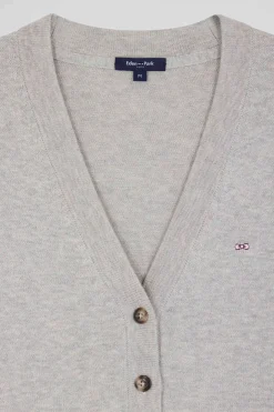 Cardigan en laine et coton gris coupe Relaxed