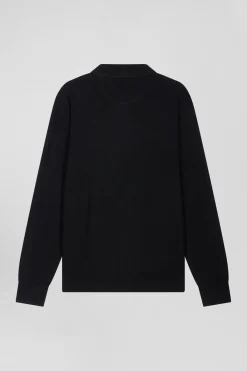 Cardigan en laine mérinos noir coupe Regular