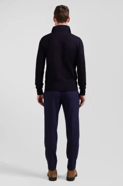 Cardigan en laine mérinos bleu marine coupe Regular