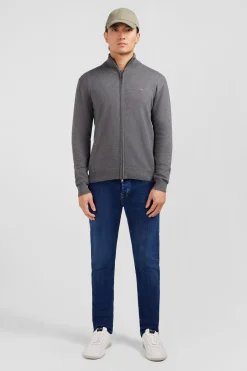 Cardigan gris zippé en coton
