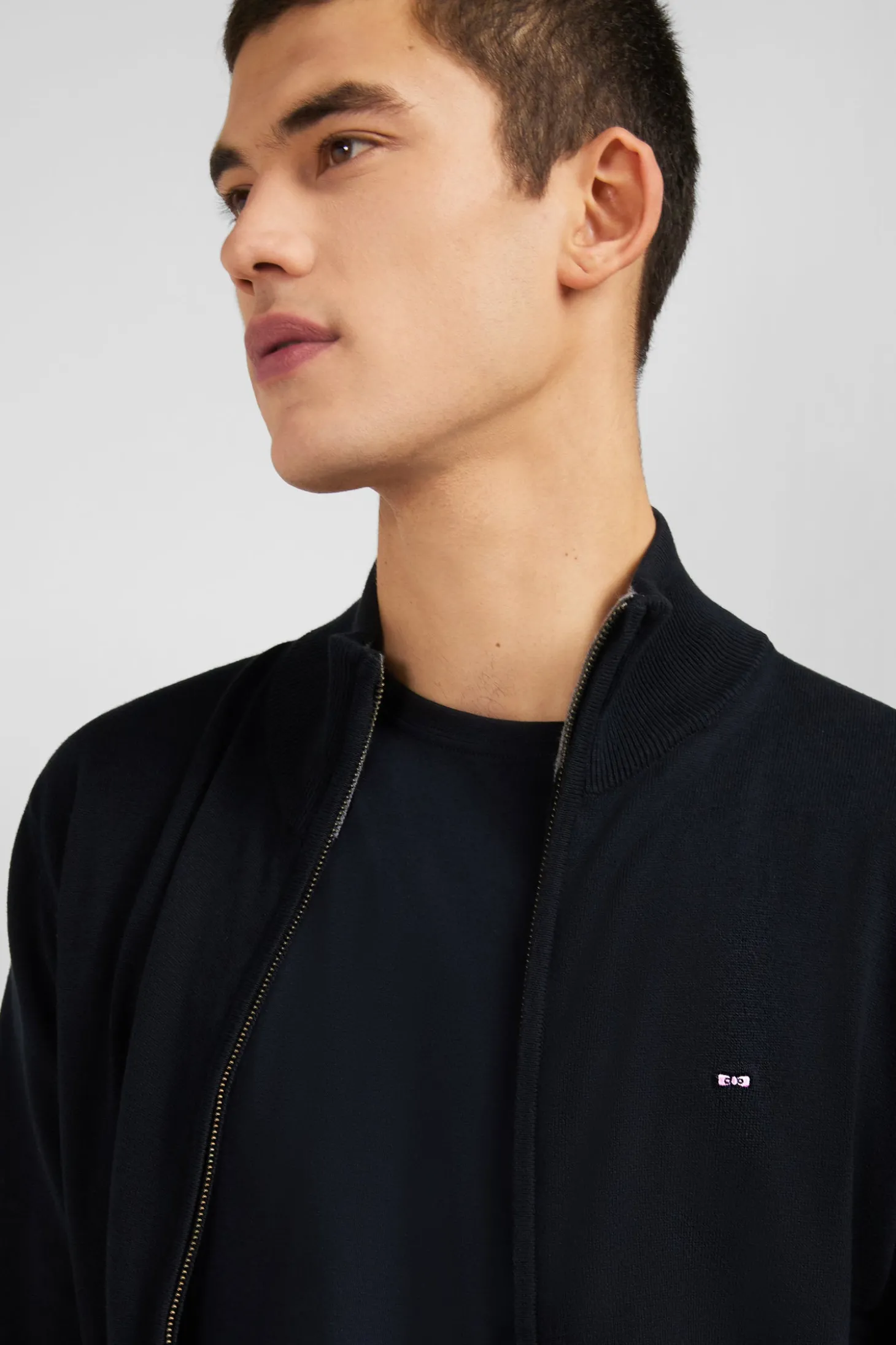 Cardigan noir zippé en coton