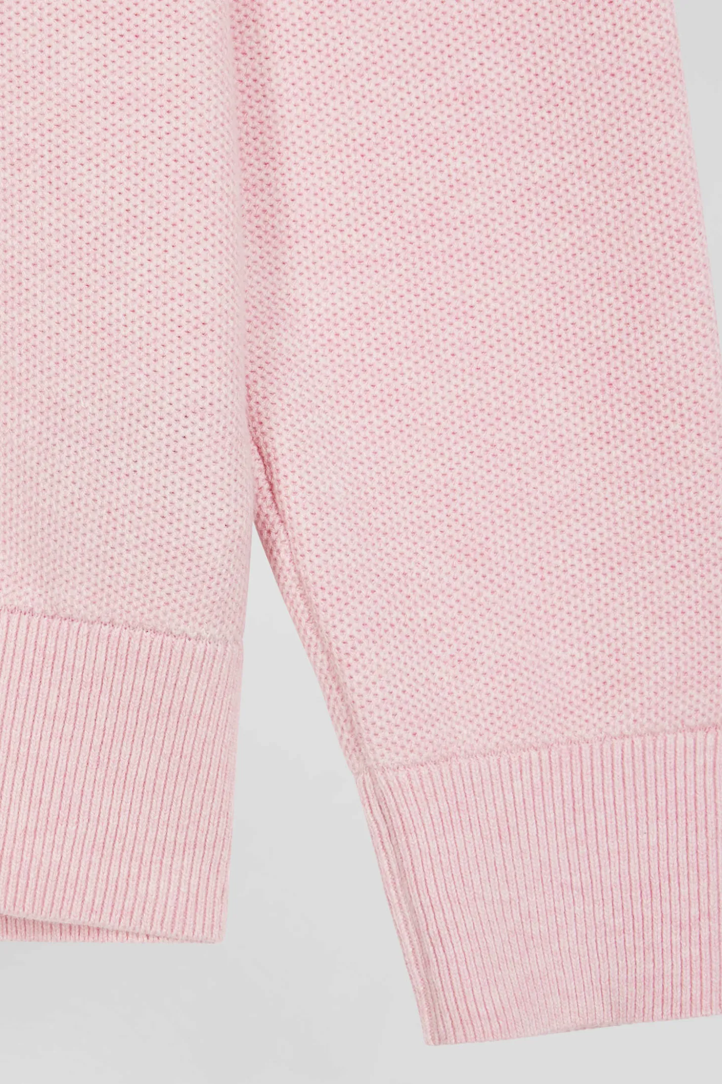 Cardigan zippé à col montant uni rose en coton