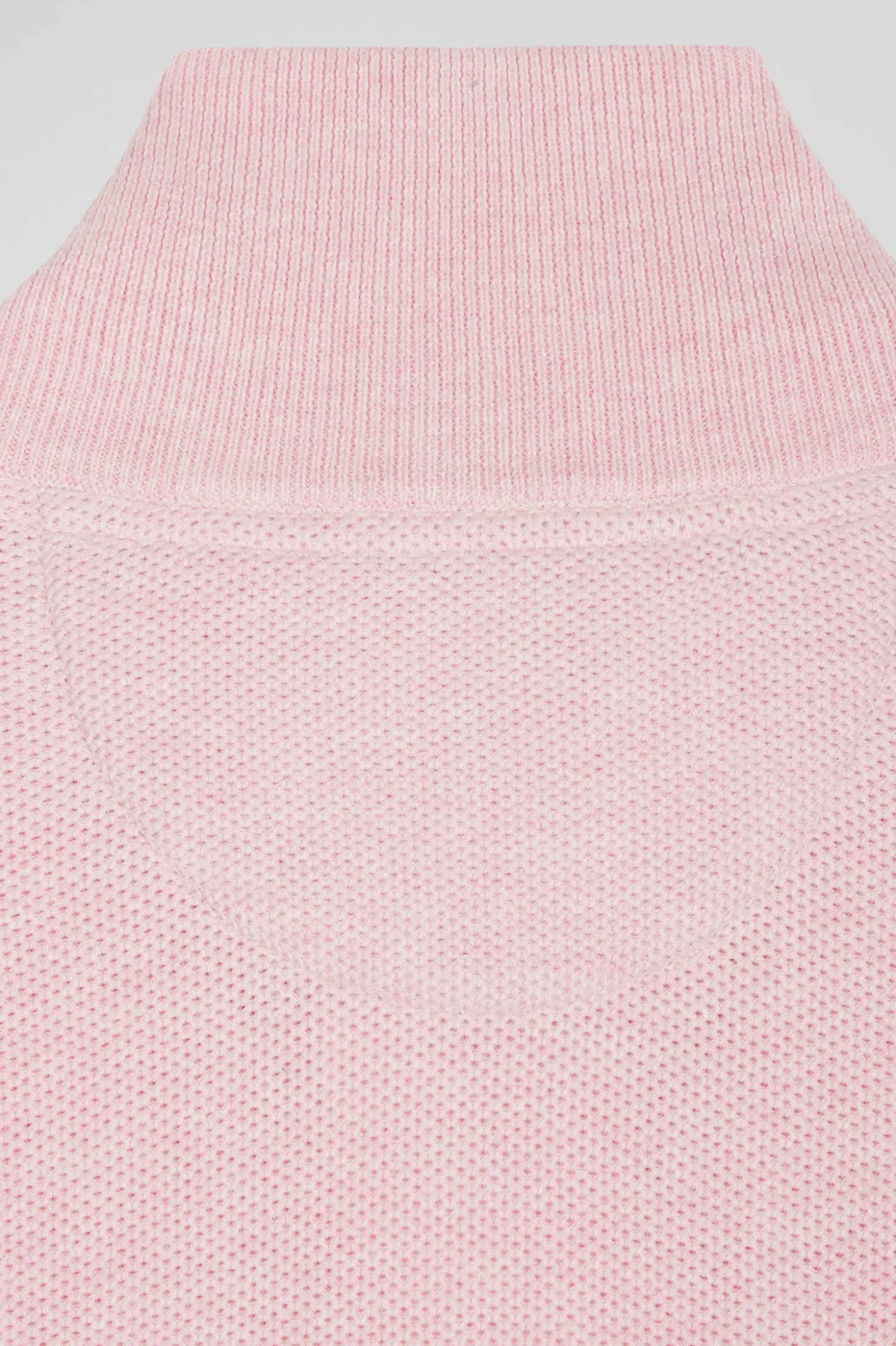 Cardigan zippé à col montant uni rose en coton