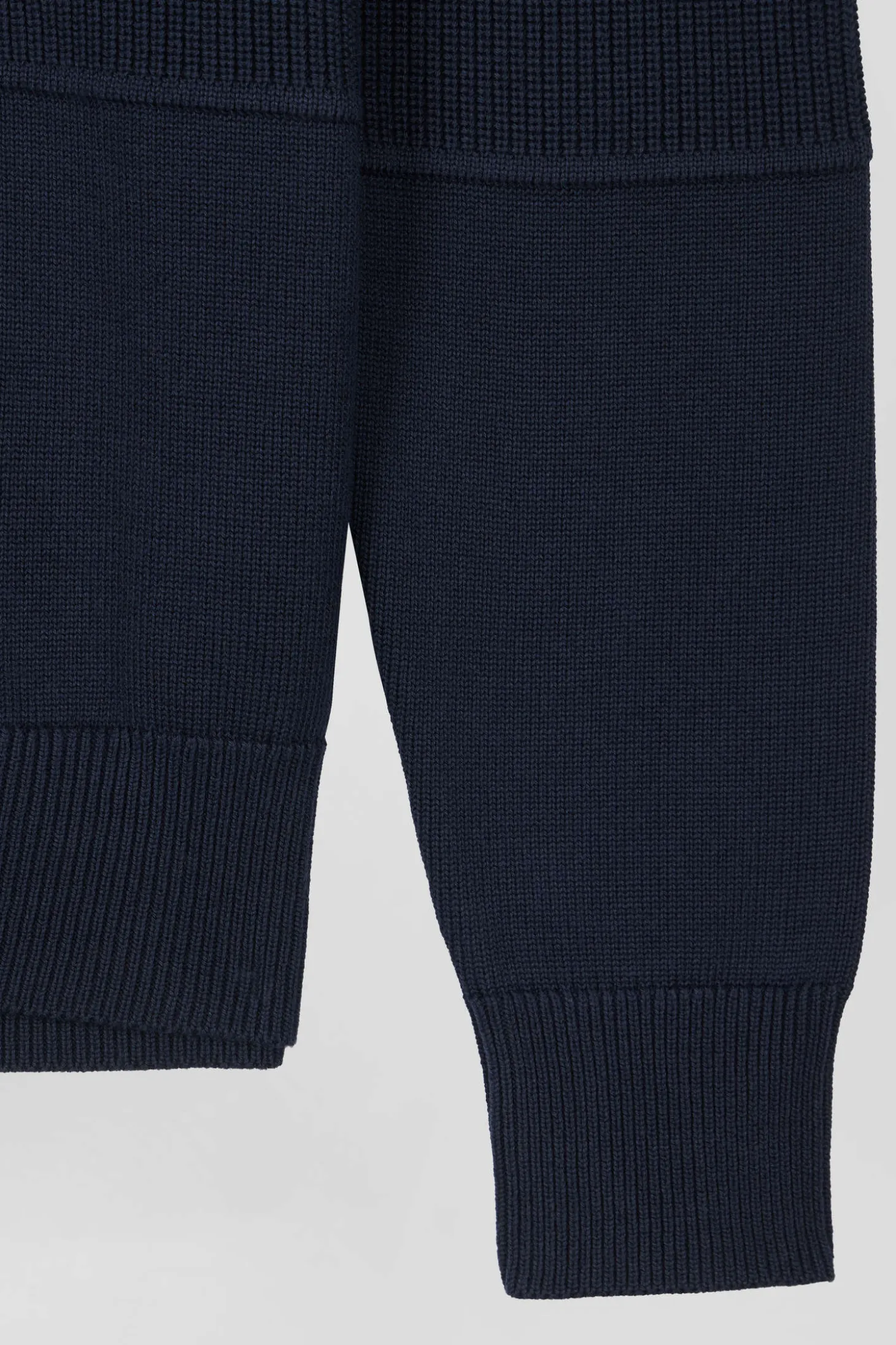 Cardigan zippé à col montant marine et camel en coton