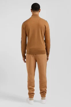 Cardigan zippé en coton milano camel coupe Regular