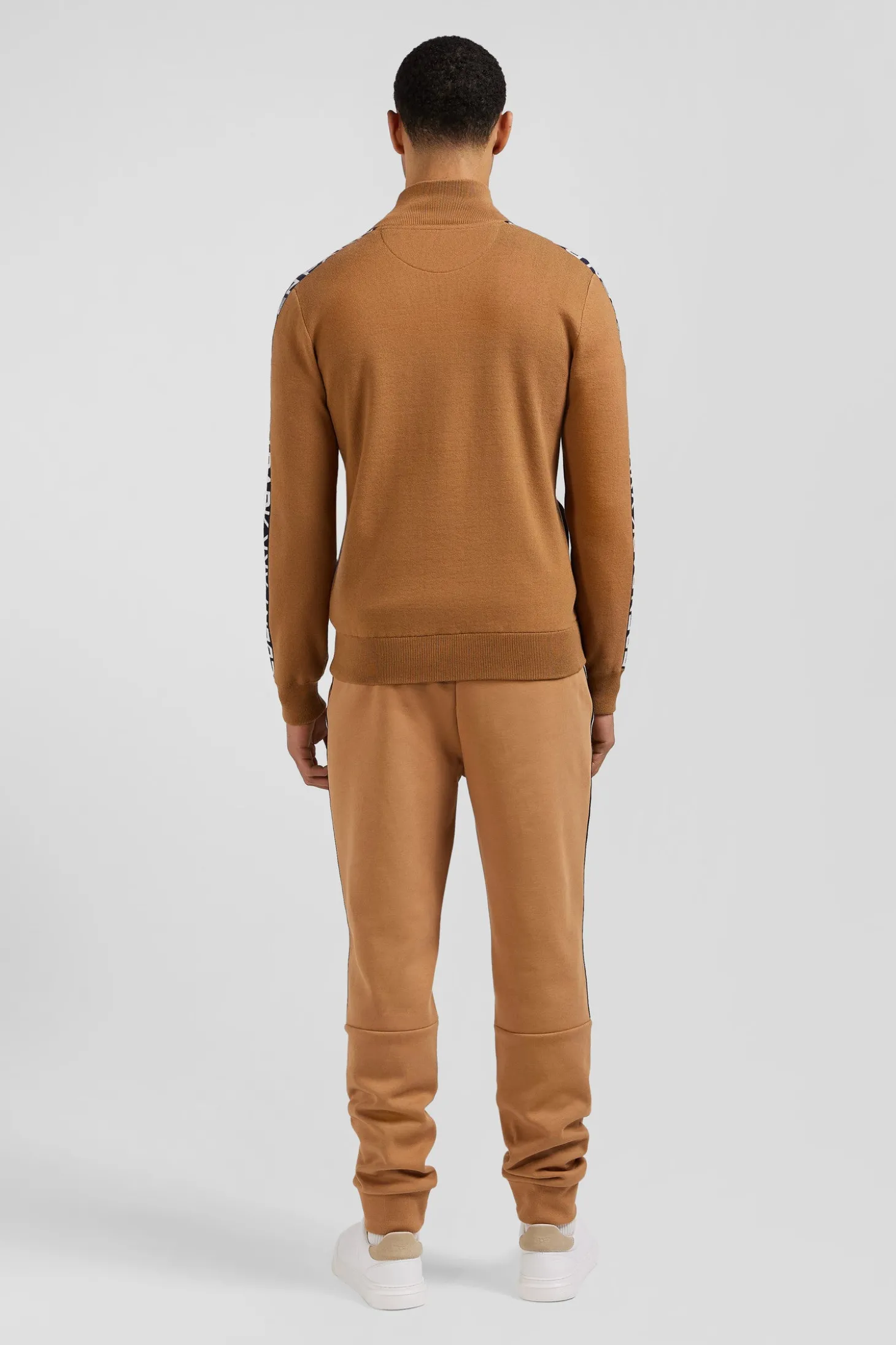 Cardigan zippé en coton milano camel coupe Regular