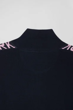 Cardigan zippé en coton milano bleu marine coupe Regular