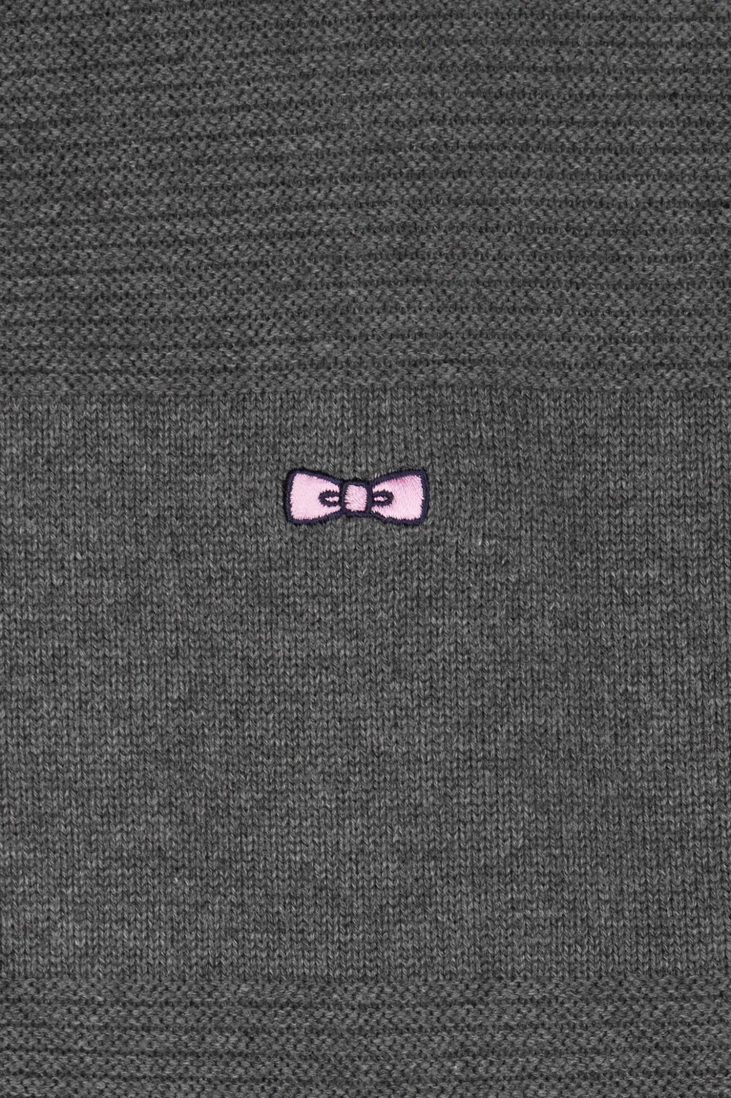 Cardigan zippé en coton uni gris à jeu de maille