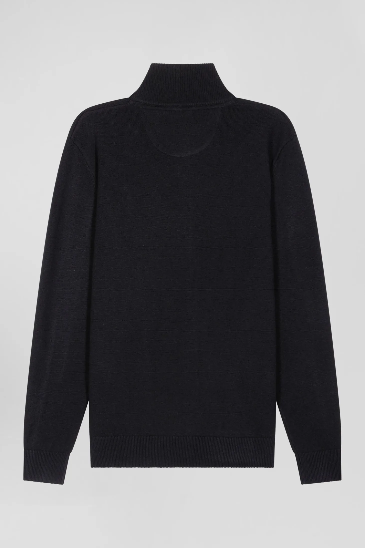 Cardigan zippé en laine et coton uni noir