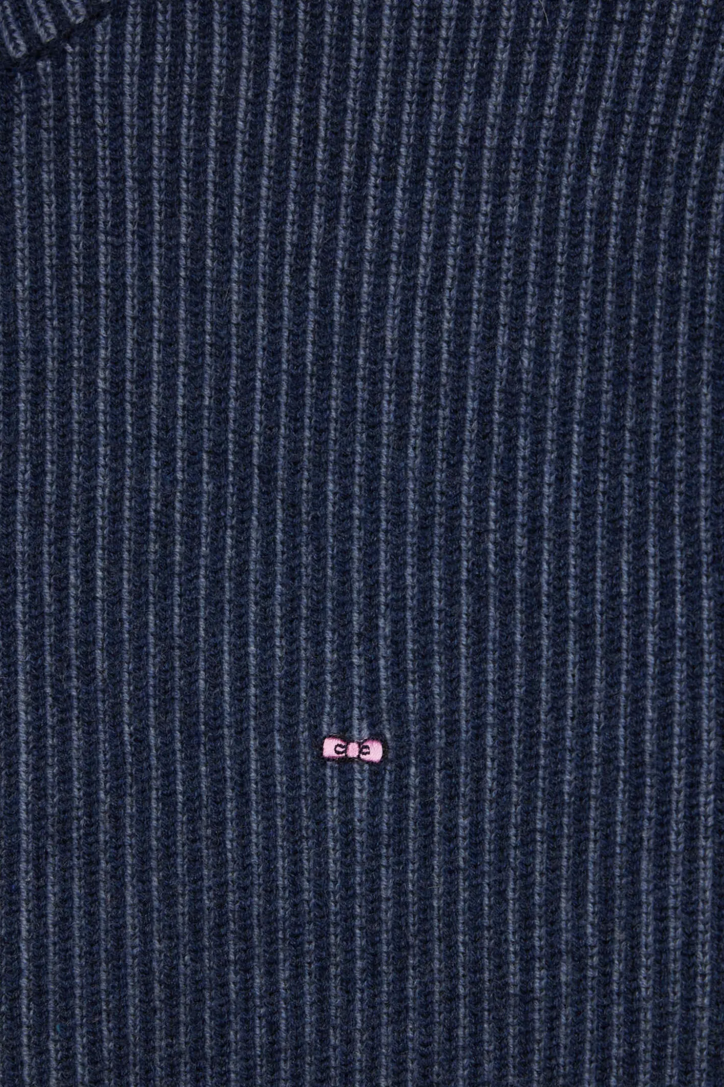 Cardigan zippé en laine et coton bleu marine coupe Regular