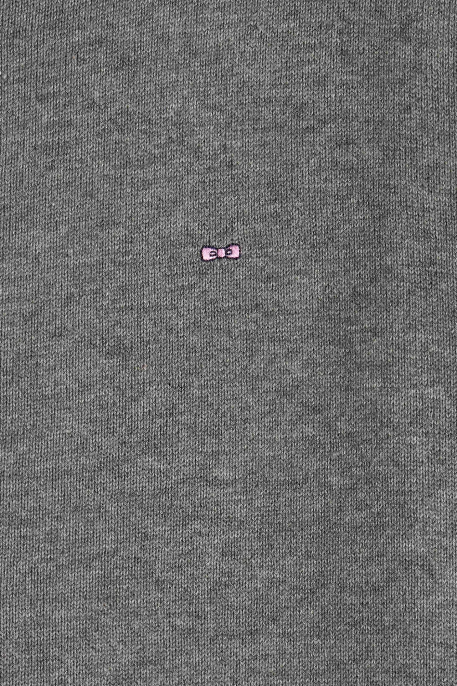 Cardigan zippé en laine et coton uni gris