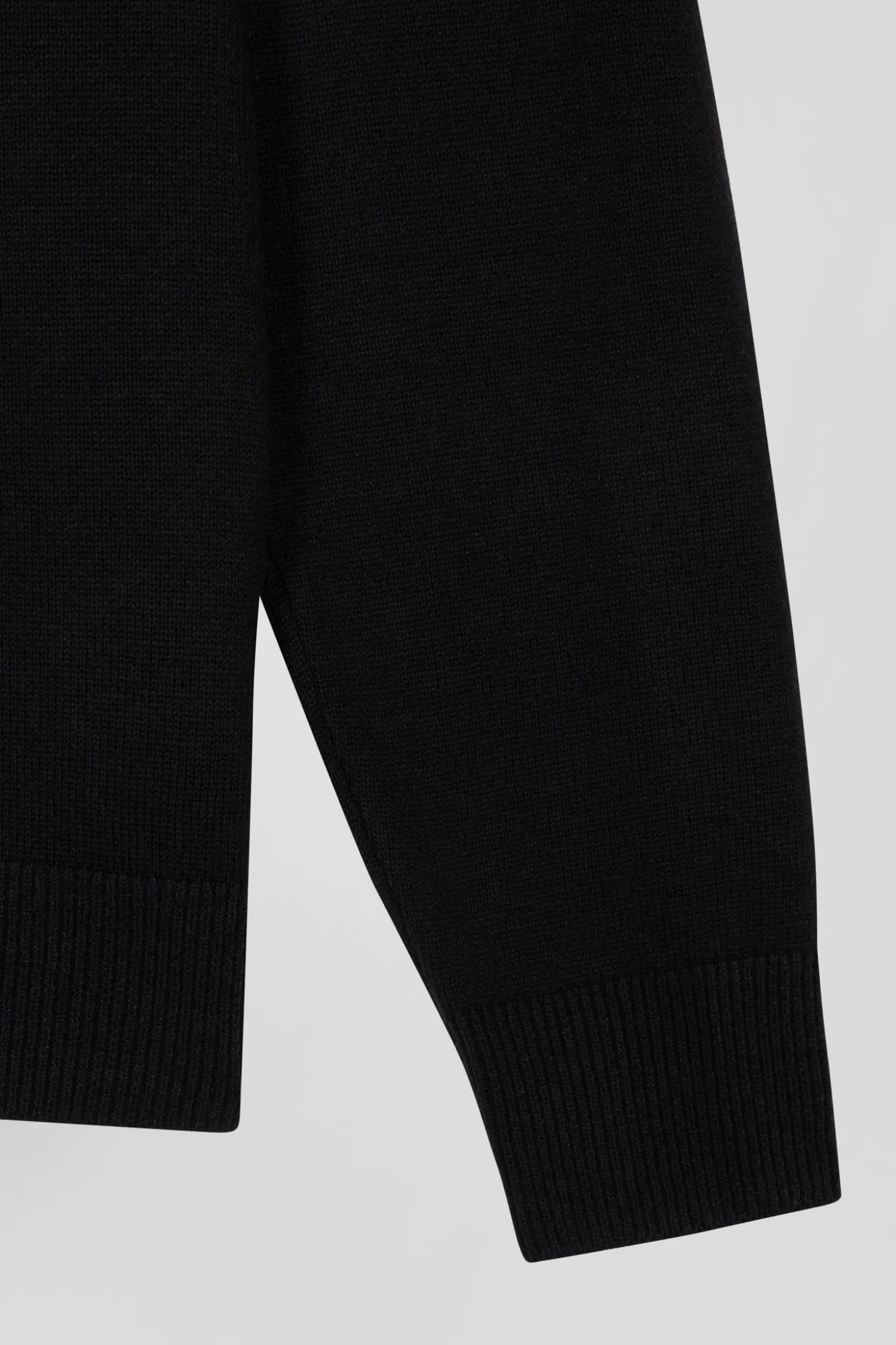 Cardigan zippé en laine et coton uni noir