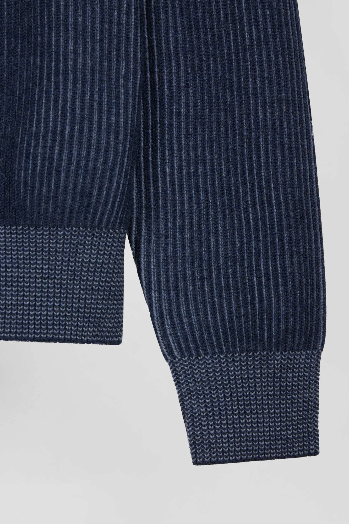 Cardigan zippé en laine et coton bleu marine coupe Regular