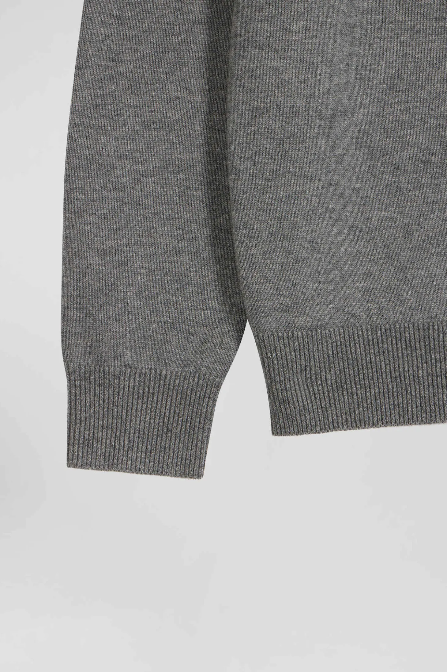 Cardigan zippé en laine et coton uni gris