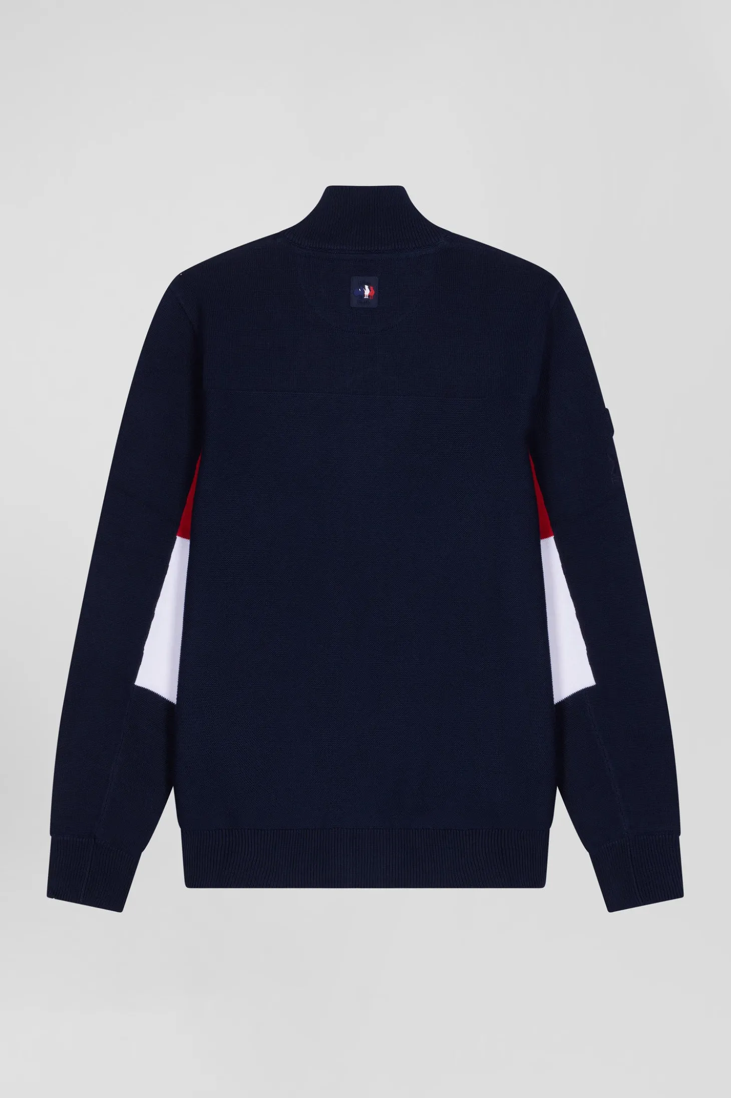 Cardigan zippé XV de France en coton bleu marine coupe Regular détails tricolores