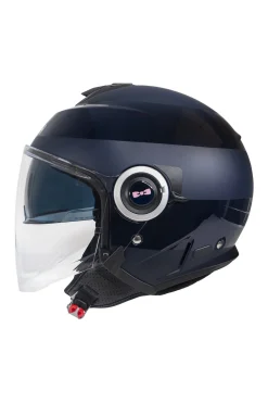 Casque moto cerclé bleu marine