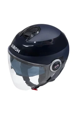 Casque moto cerclé bleu marine