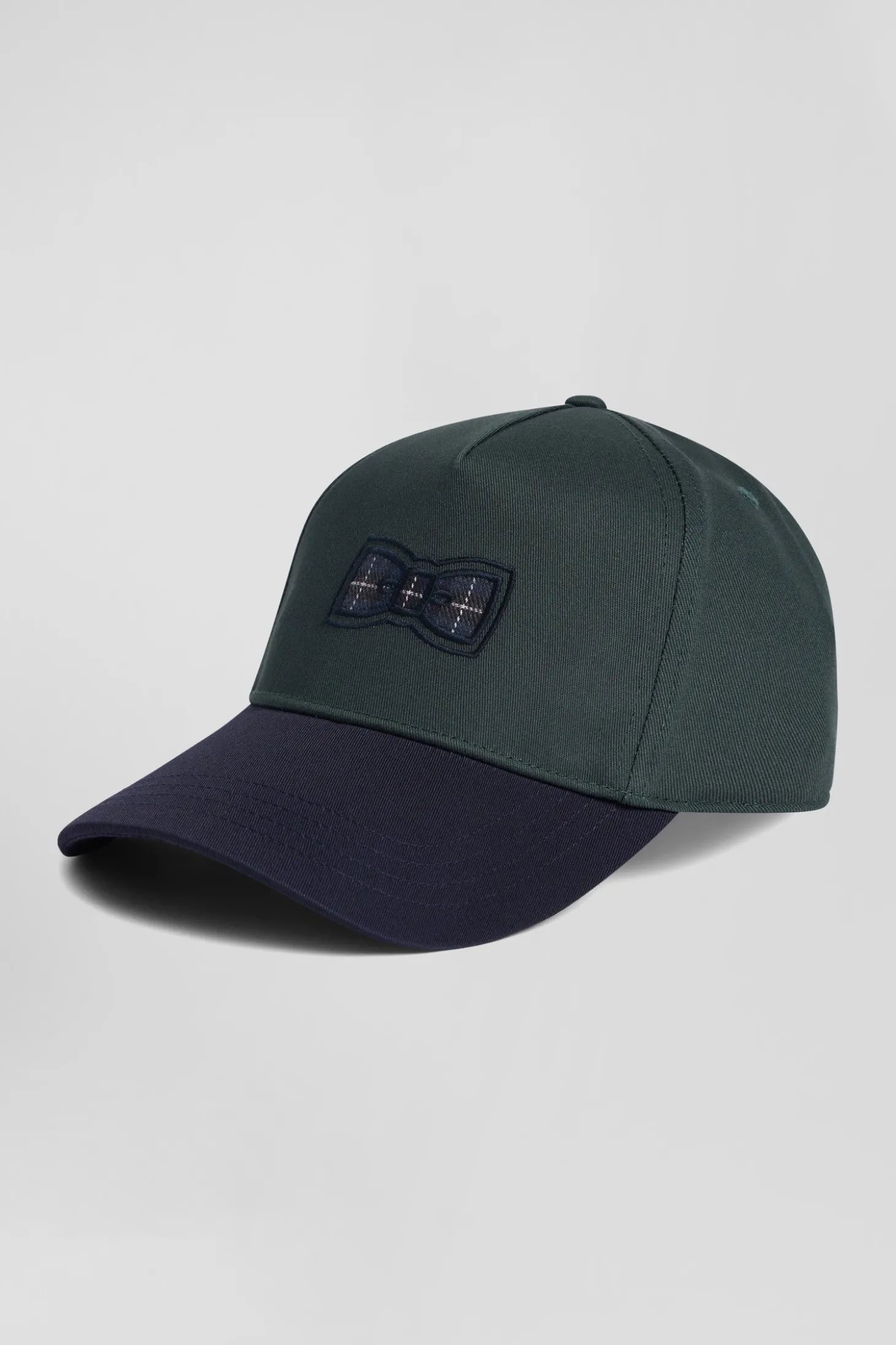 Casquette en coton verte et marine à détails tricolores