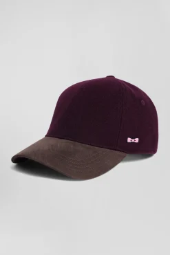 Casquette en feutre de laine bordeaux et marron