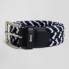 Ceinture tressée bleue en caoutchouc stretch à boucle en métal argenté