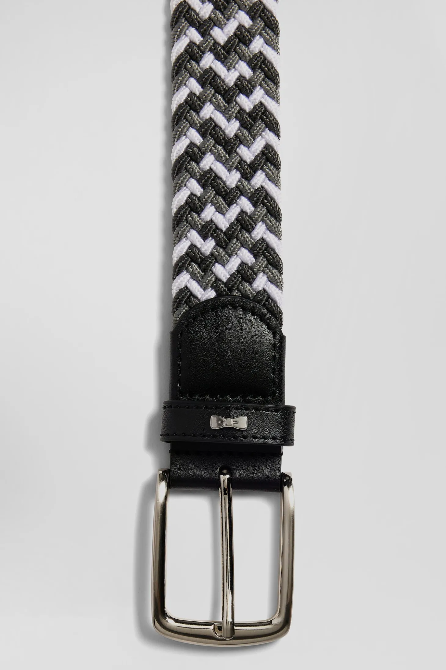 Ceinture tressée grise en caoutchouc stretch à boucle en métal argenté