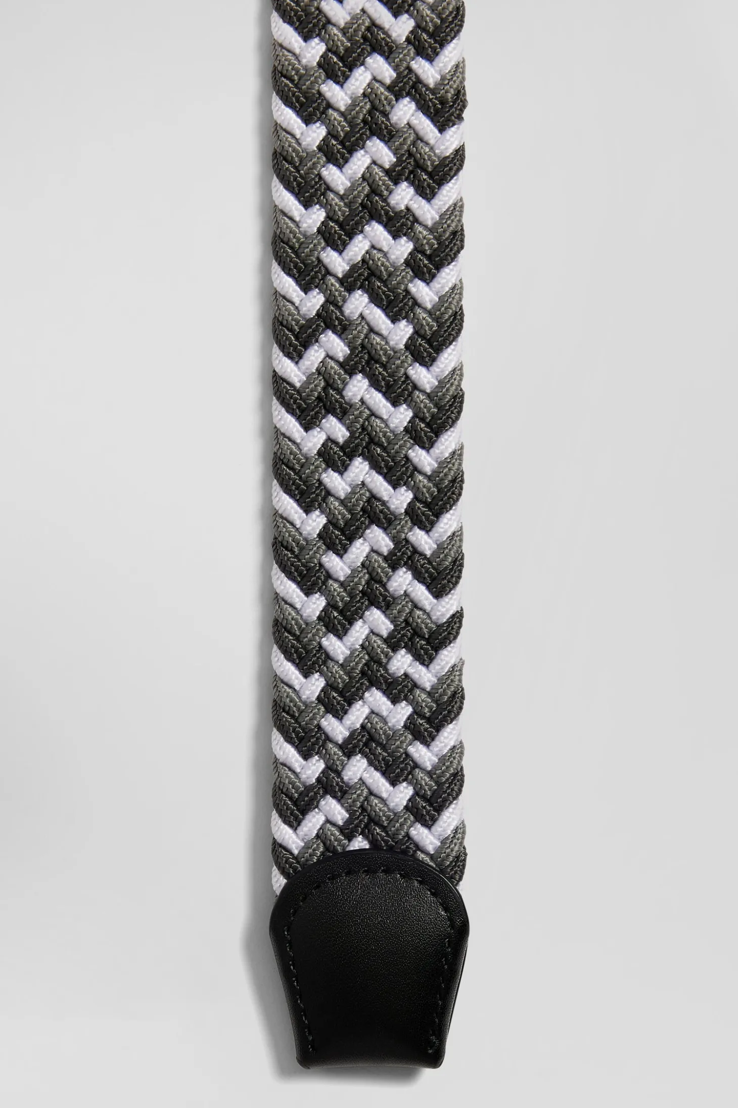 Ceinture tressée grise en caoutchouc stretch à boucle en métal argenté