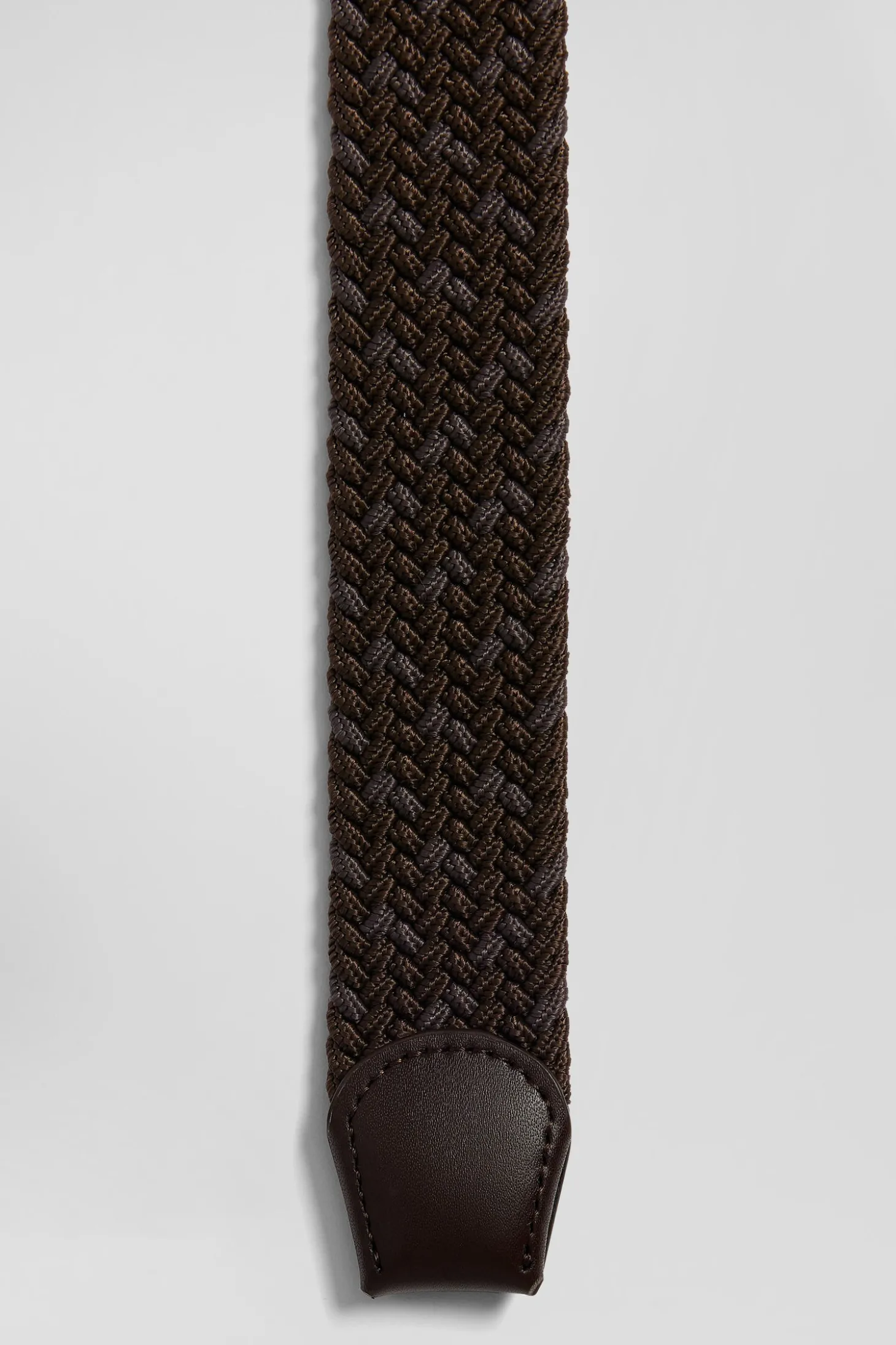 Ceinture tressée marron à boucle en métal argenté