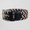 Ceinture tressée marron en caoutchouc stretch à boucle en métal argenté