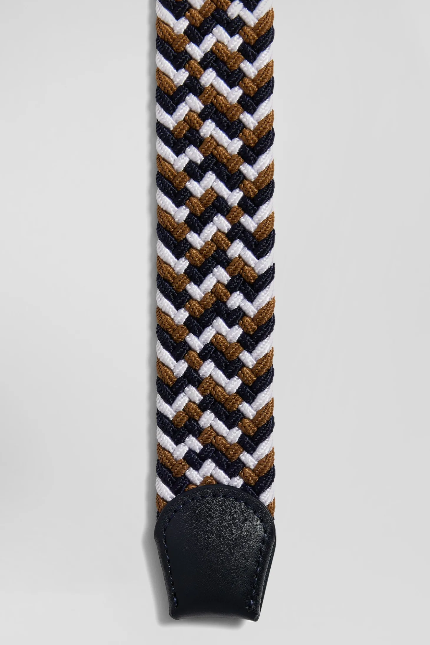 Ceinture tressée marron en caoutchouc stretch à boucle en métal argenté