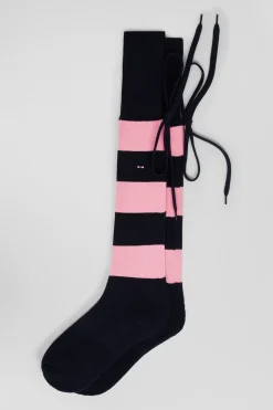 Chaussettes de rugby en coton stretch bleu marine cerclées
