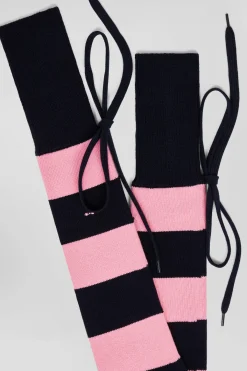 Chaussettes de rugby en coton stretch bleu marine cerclées