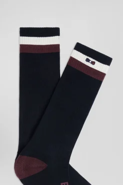 Chaussettes en coton stretch rayées bleu marine