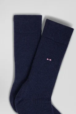 Chaussettes femme en laine alpaga mélangé bleu marine