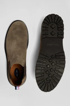 Chelsea boots en cuir grises à semelle crantée