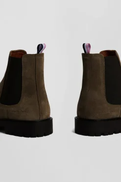 Chelsea boots en cuir grises à semelle crantée