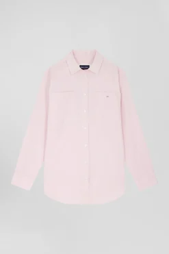 Chemise à carreaux en coton rose à poches plaquées coupe Relaxed