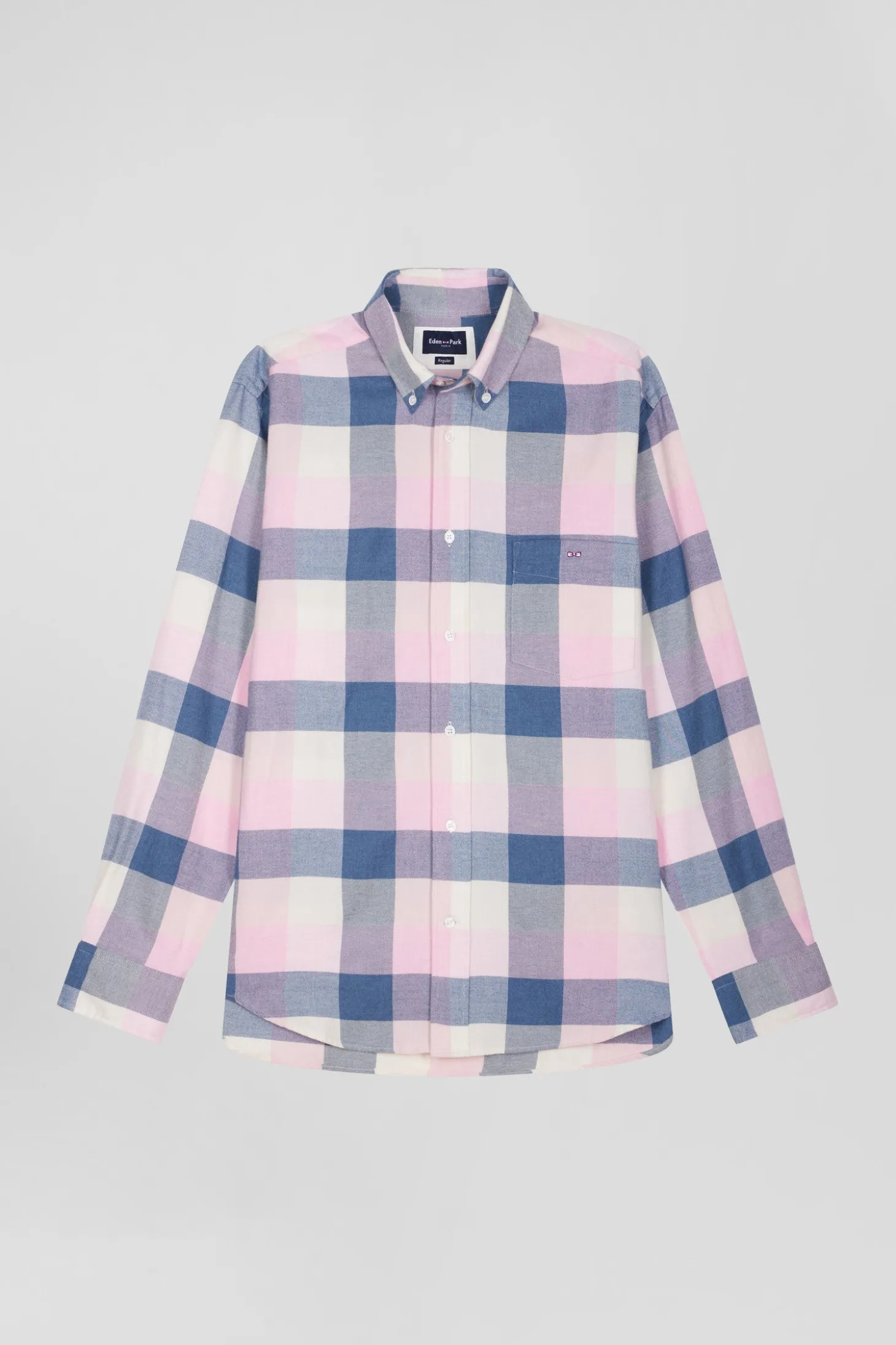Chemise à carreaux en coton rose coupe Regular