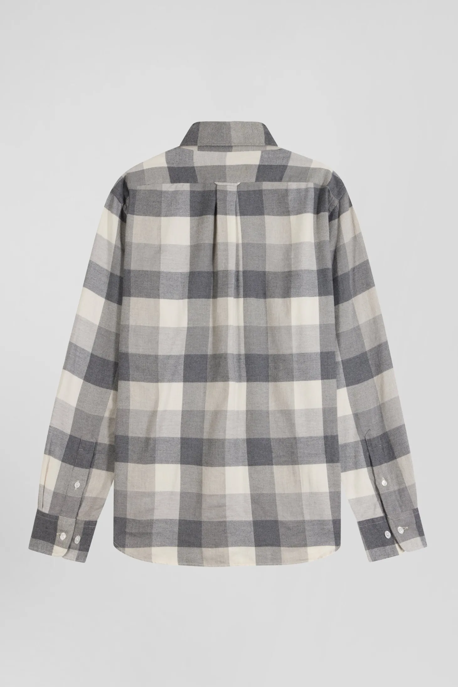 Chemise à carreaux en coton gris chiné coupe Regular